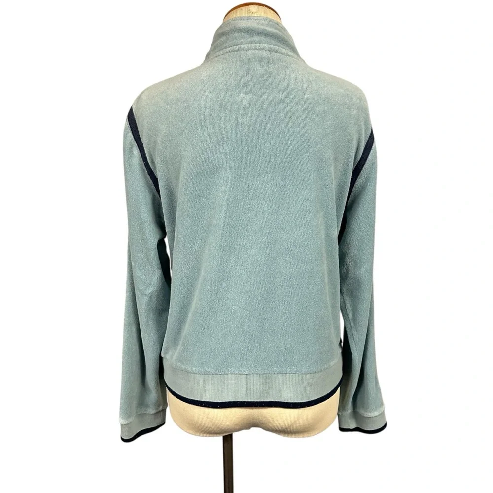 Mooks Blue Fleece Track Jacket Y2K 2000 Vintage Sporty Athletic Street Style